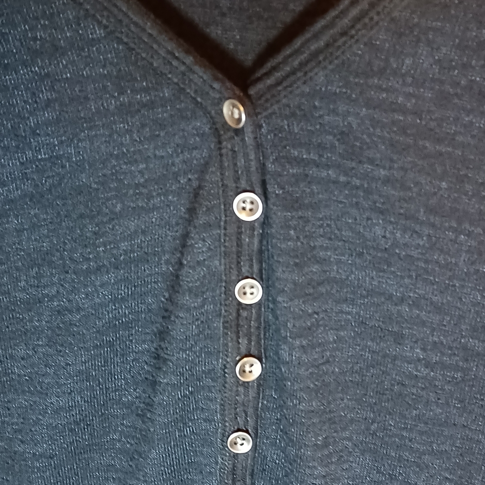 Abercrombie & Fitch Soft A&F Cozy Blue Black Heather VNeck Henley Sweater Size L - Picture 3 of 10